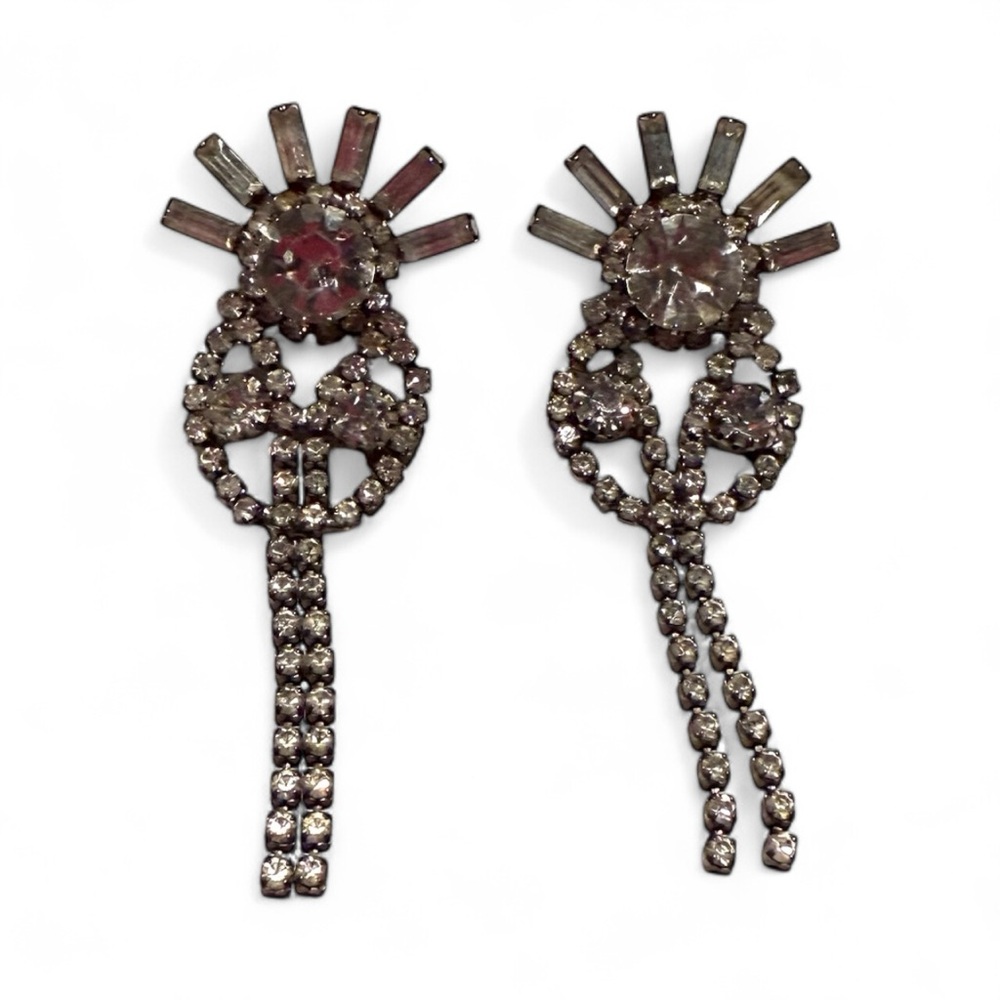 Vintage Statement Rhinestone Drop Earrings – Art Deco Glam Dangle Jewelry
